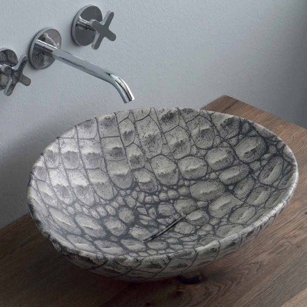 Lavabo à poser en céramique design fabriqué en Italie Viadurini