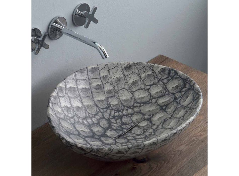 Lavabo à poser en céramique design fabriqué en Italie Viadurini