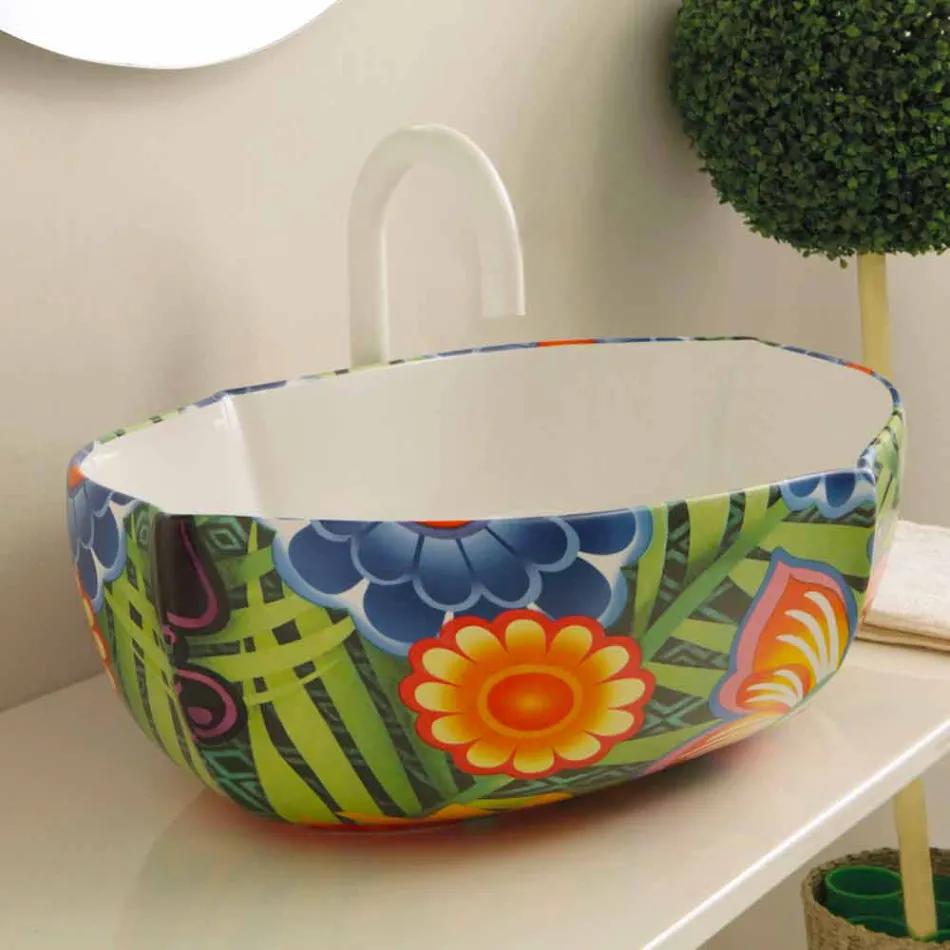 Vasque à poser en céramique design, made in Italy Oscar Viadurini