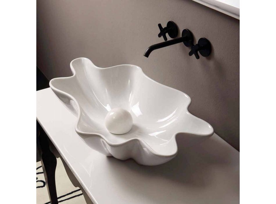 Lavabo de comptoir en céramique design moderne fabriqué en Italie Rayan Viadurini