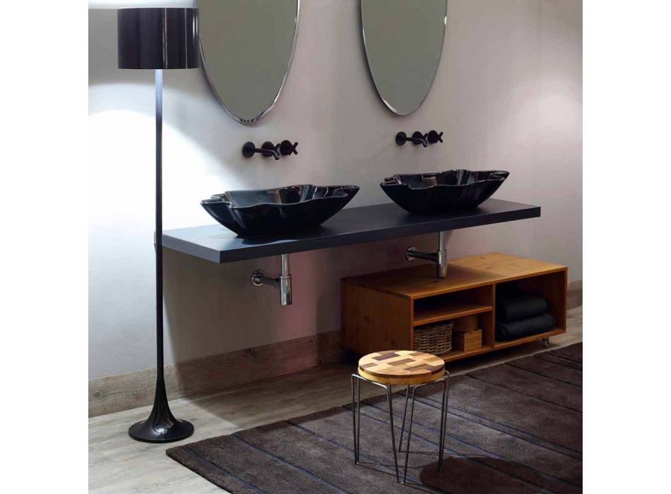Vasque en céramique noire de comptoir design moderne fabriquée en Italie Rayan Viadurini