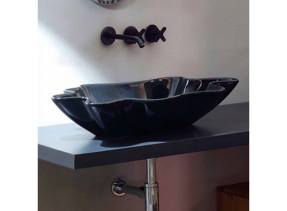 Vasque en céramique noire de comptoir design moderne fabriquée en Italie Rayan Viadurini