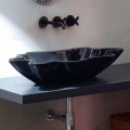 Lavabo de design moderne d'appui céramique noir, fait en Italie Rayan