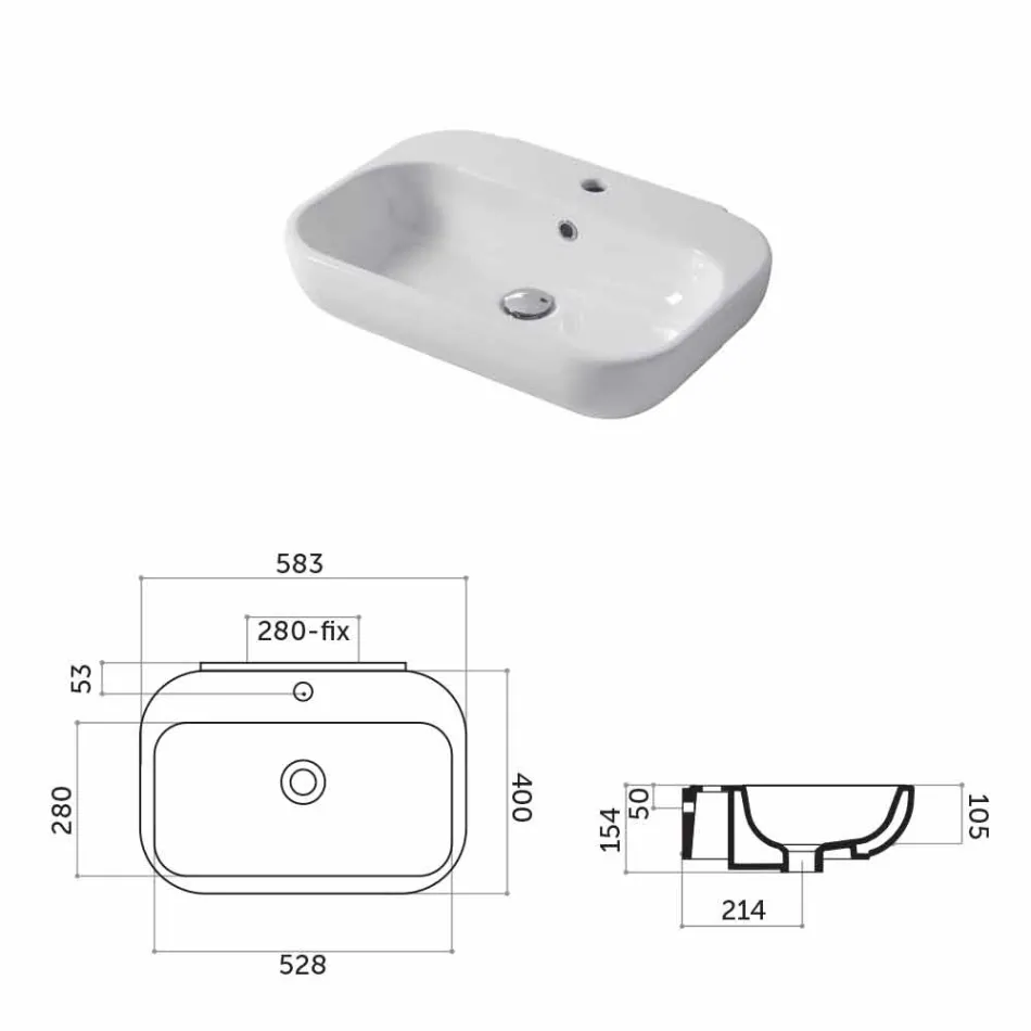 Plan de toilette ou mur design en céramique Riardo Viadurini