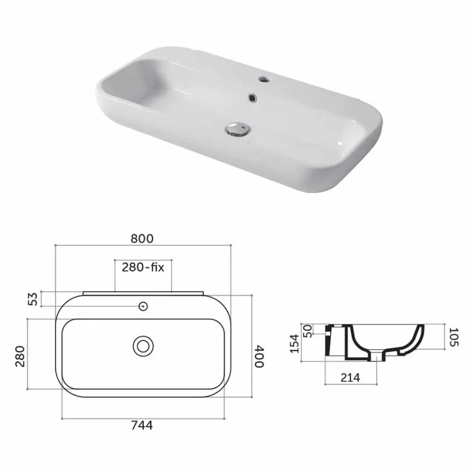 Plan de toilette ou mur design en céramique Riardo Viadurini