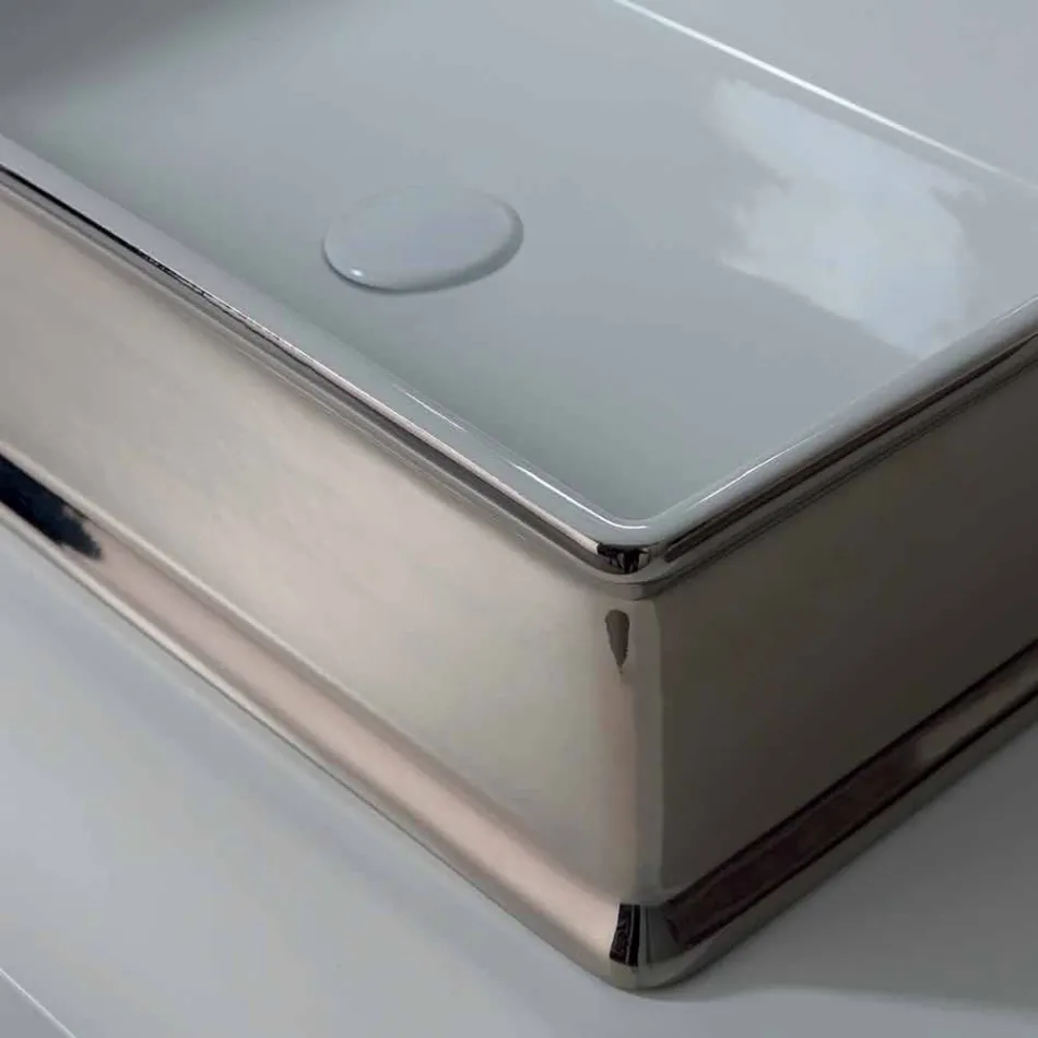 Lavabo à poser en céramique de design contemporain fabriqué en Italie Debora Viadurini