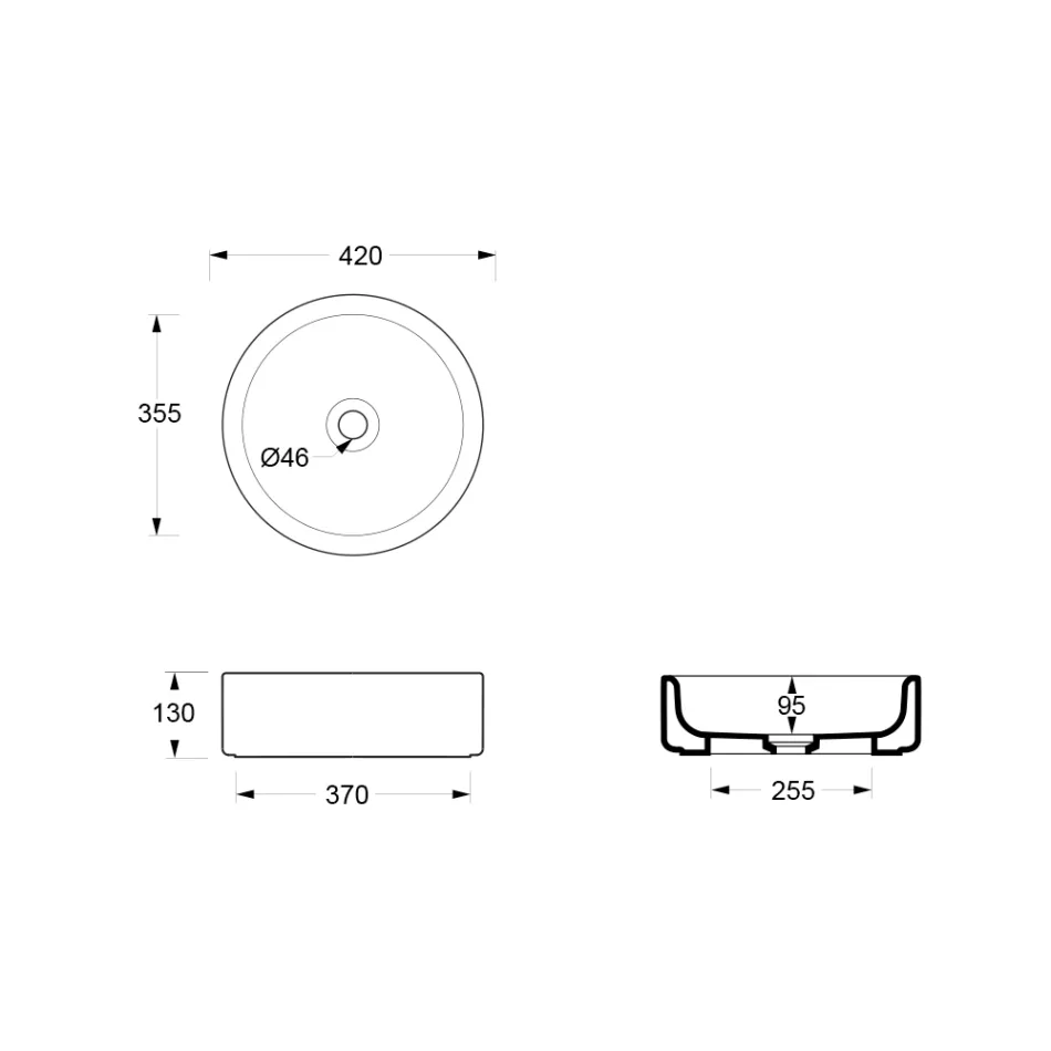 Lavabo à poser en céramique de 42 cm de diamètre, fabriqué en Italie - Fille Viadurini