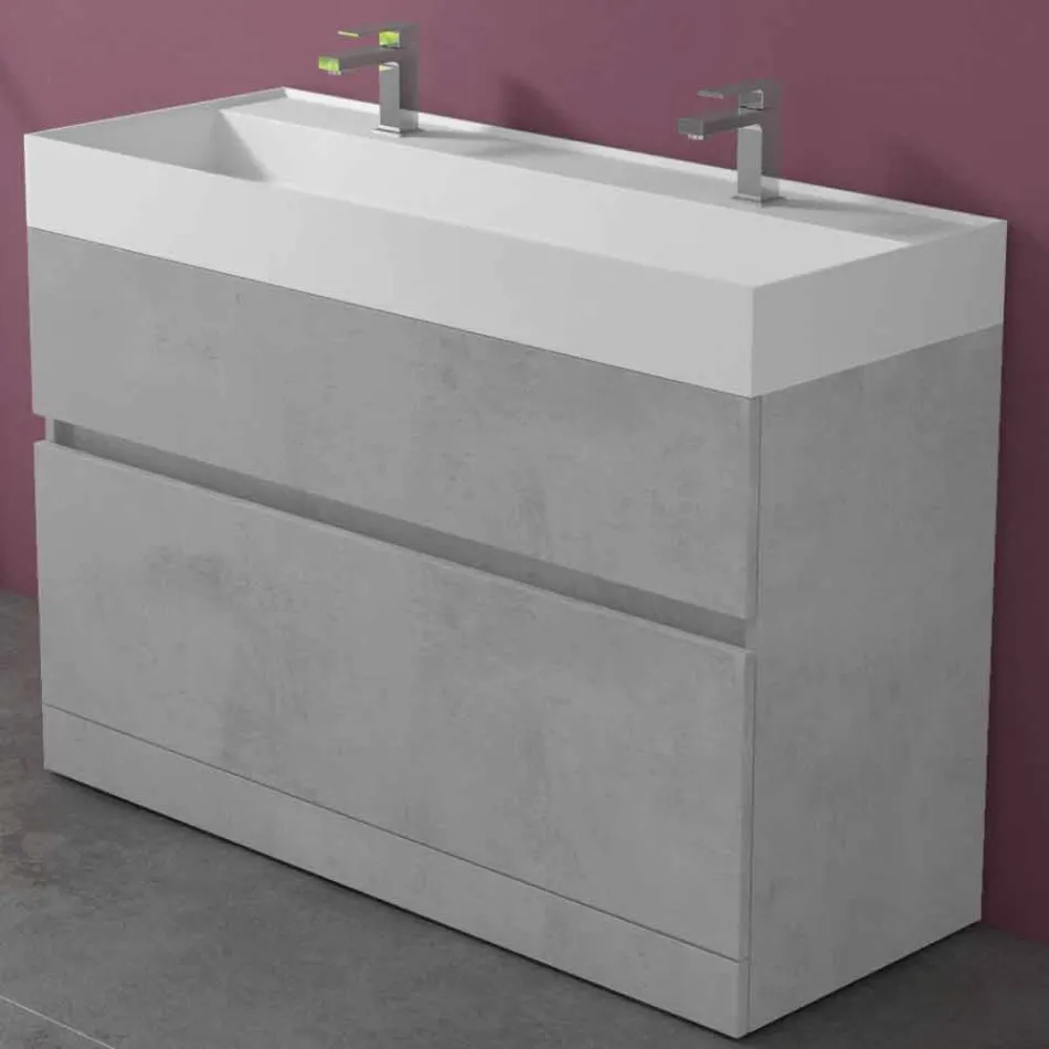 Lavabo double avec meuble au sol Design moderne en stratifié - Pompei Viadurini