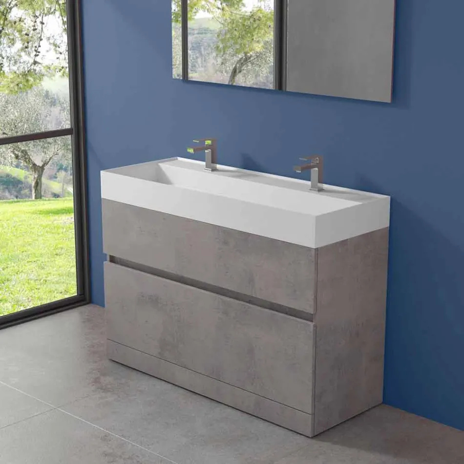 Lavabo double avec meuble au sol Design moderne en stratifié - Pompei Viadurini