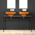 Lavabo double mural moderne en céramique fabriqué en Italie, Reale Viadurini