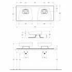 Lavabo double mural moderne en céramique fabriqué en Italie, Reale Viadurini