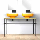 Lavabo double mural moderne en céramique fabriqué en Italie, Reale Viadurini