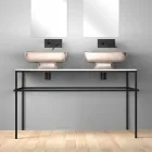 Lavabo double mural moderne en céramique fabriqué en Italie, Reale Viadurini