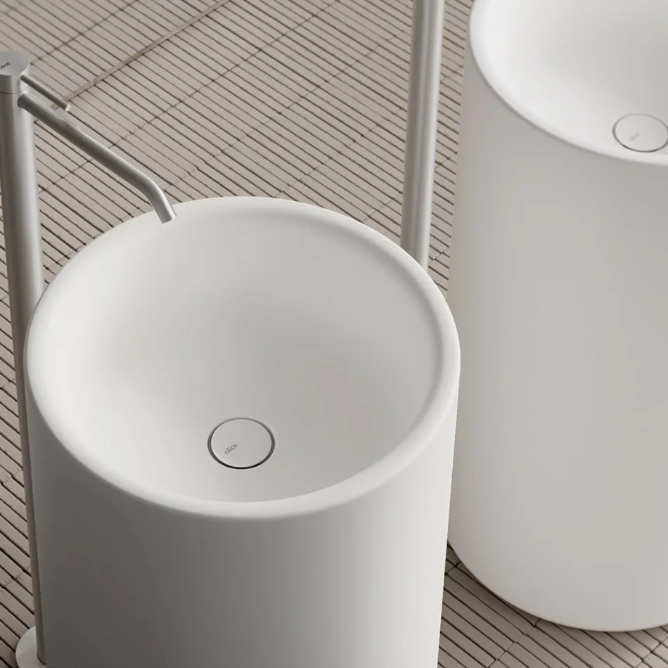 Lavabo à poser sur pied en céramique fabriqué en Italie - Ragazza Viadurini