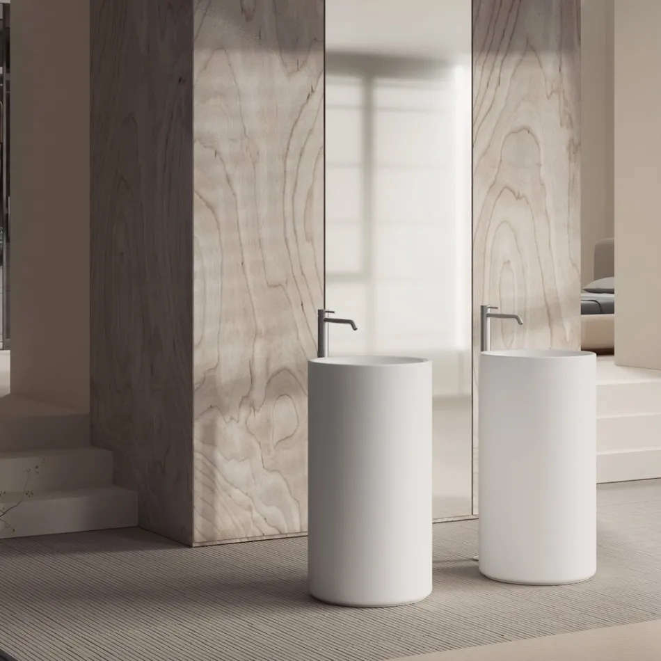 Lavabo à poser sur pied en céramique fabriqué en Italie - Ragazza Viadurini