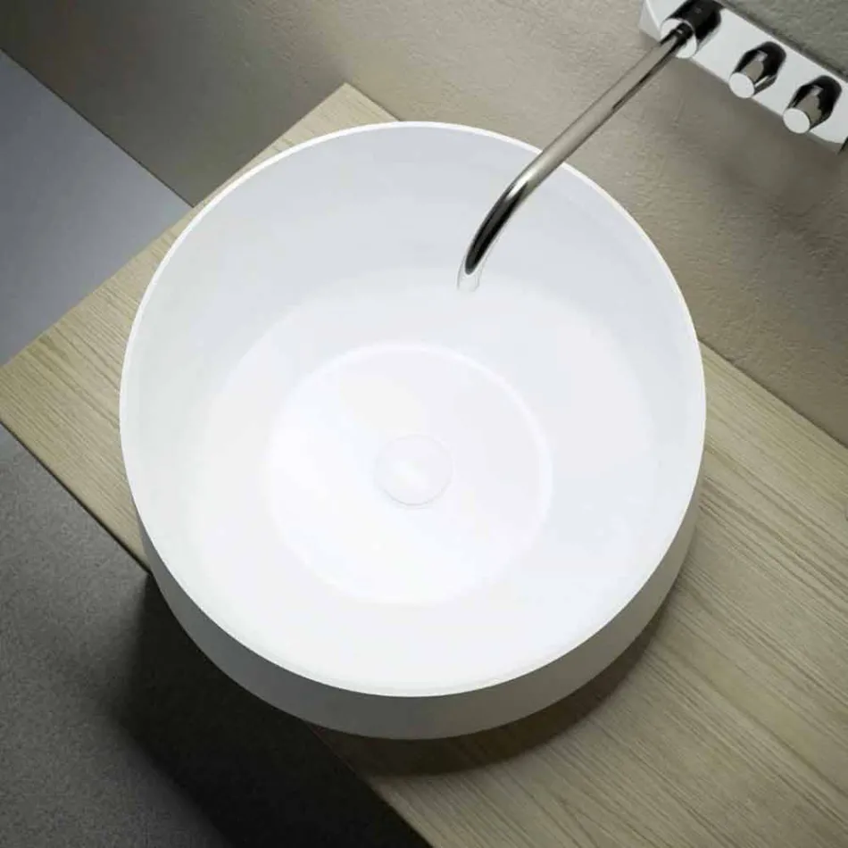 Lavabo autoportant sur pied en Solid Surface fabriqué en Italie, Dongo Viadurini