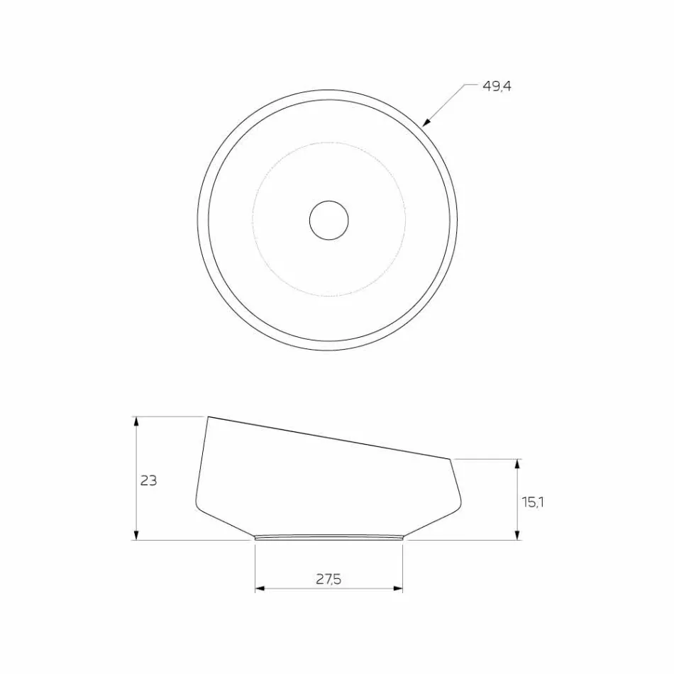 Lavabo autoportant sur pied en Solid Surface fabriqué en Italie, Dongo Viadurini