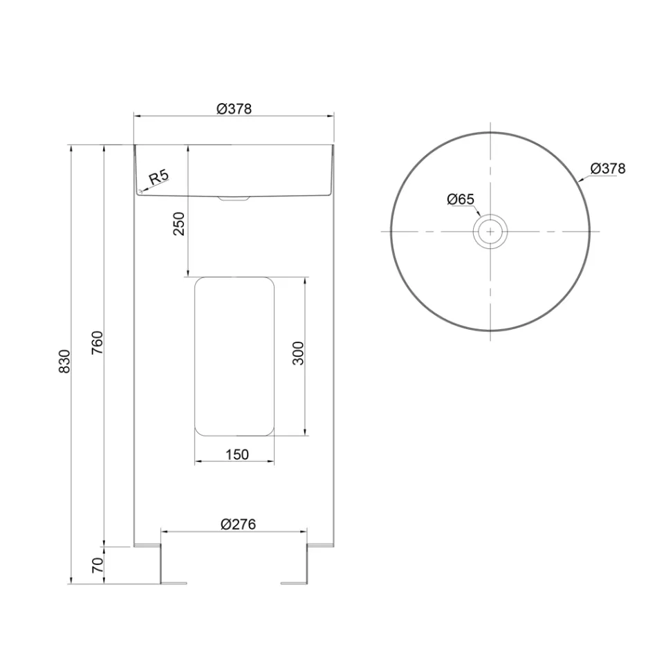 Lavabo design sur pied en acier inoxydable en différentes finitions - Jasmine Viadurini