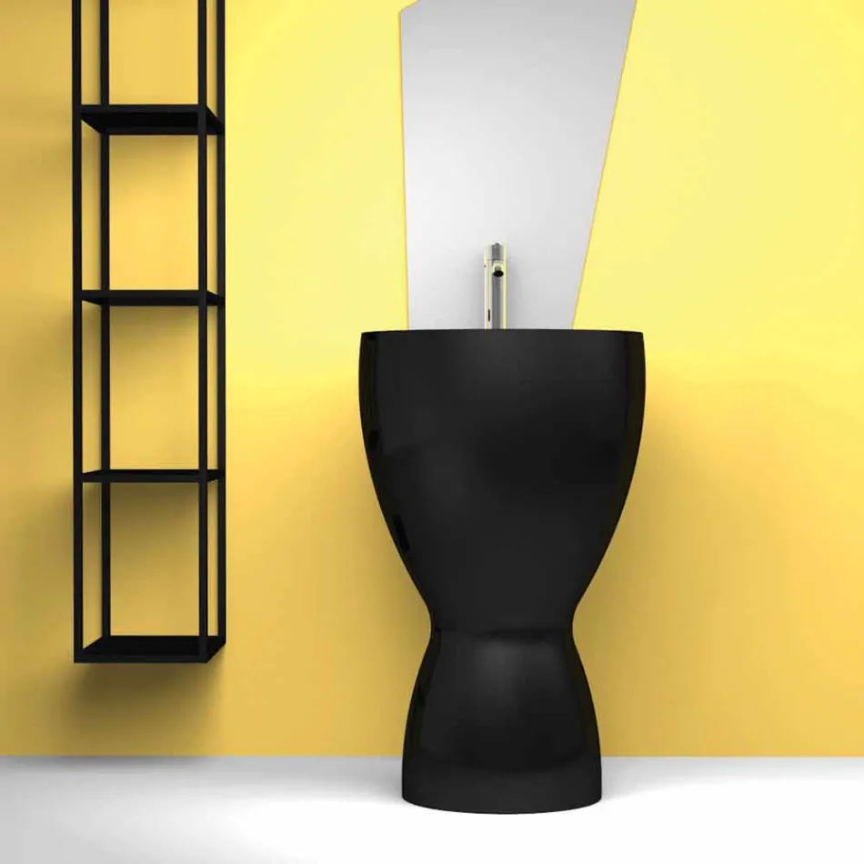 Lavabo moderne en céramique sur pied fabriqué en Italie, Basile Viadurini