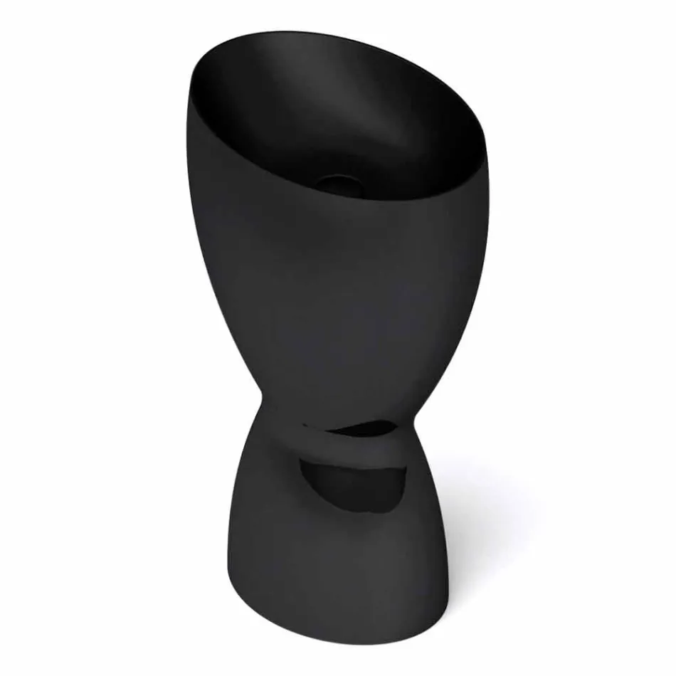 Lavabo moderne en céramique sur pied fabriqué en Italie, Basile Viadurini