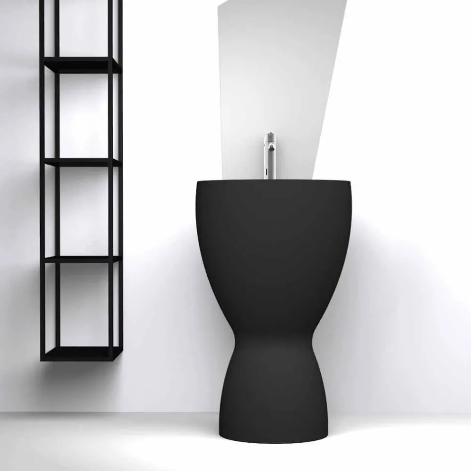 Lavabo moderne en céramique sur pied fabriqué en Italie, Basile Viadurini