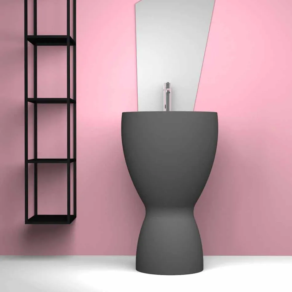 Lavabo moderne en céramique sur pied fabriqué en Italie, Basile Viadurini