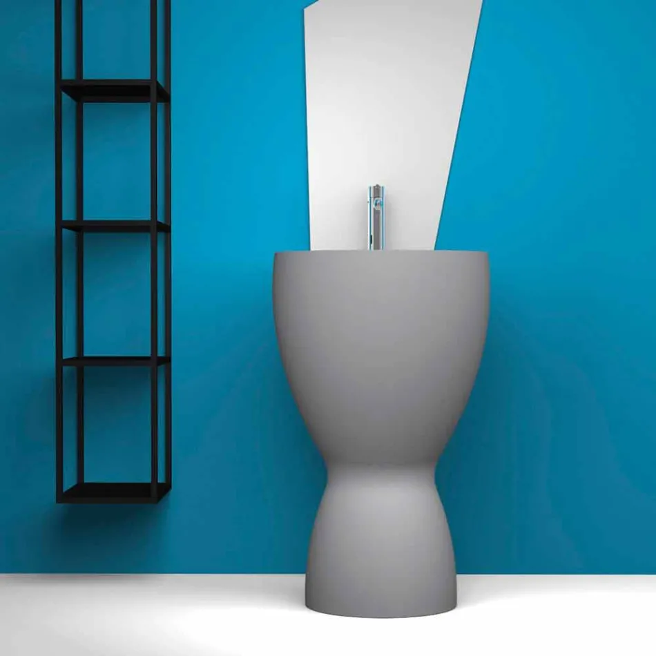 Lavabo moderne en céramique sur pied fabriqué en Italie, Basile Viadurini