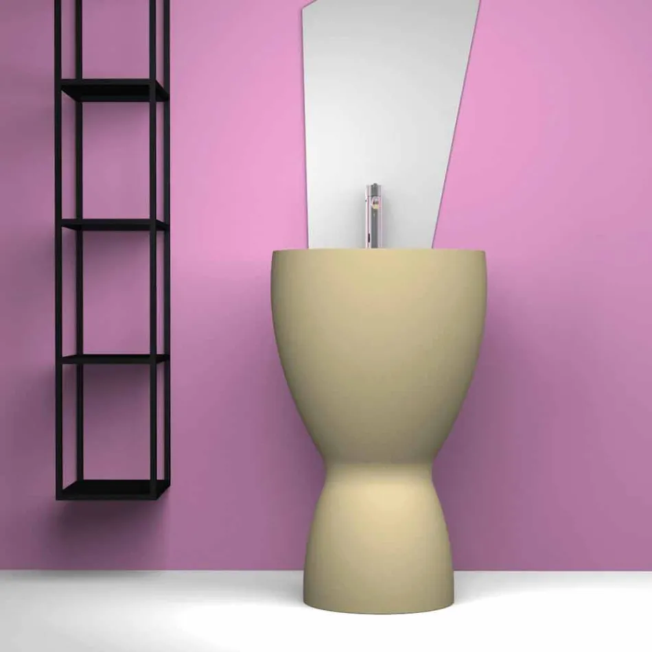 Lavabo moderne en céramique sur pied fabriqué en Italie, Basile Viadurini