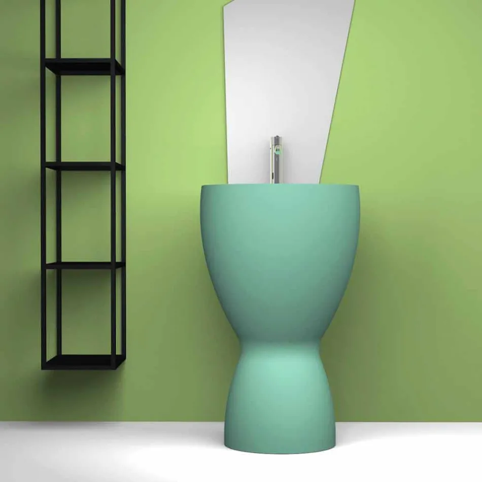 Lavabo moderne en céramique sur pied fabriqué en Italie, Basile Viadurini