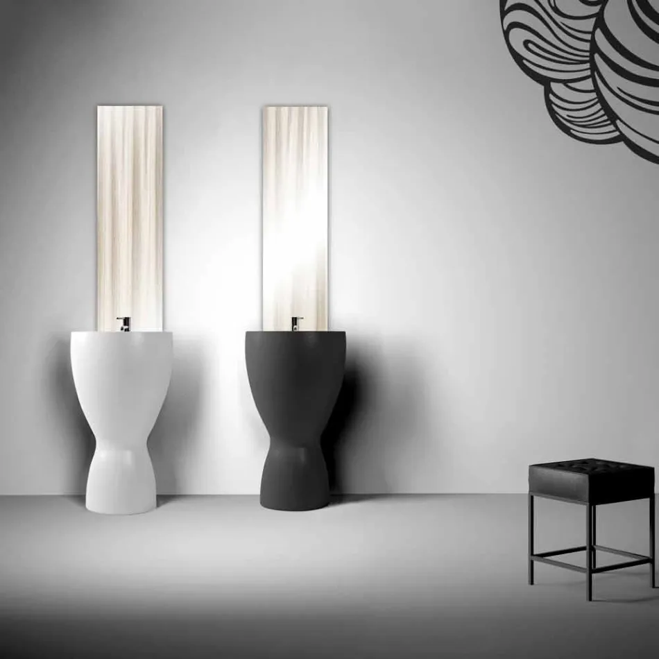 Lavabo moderne en céramique sur pied fabriqué en Italie, Basile Viadurini