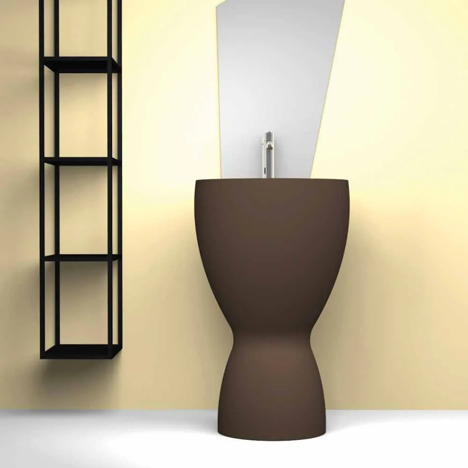 Lavabo moderne en céramique sur pied fabriqué en Italie, Basile Viadurini