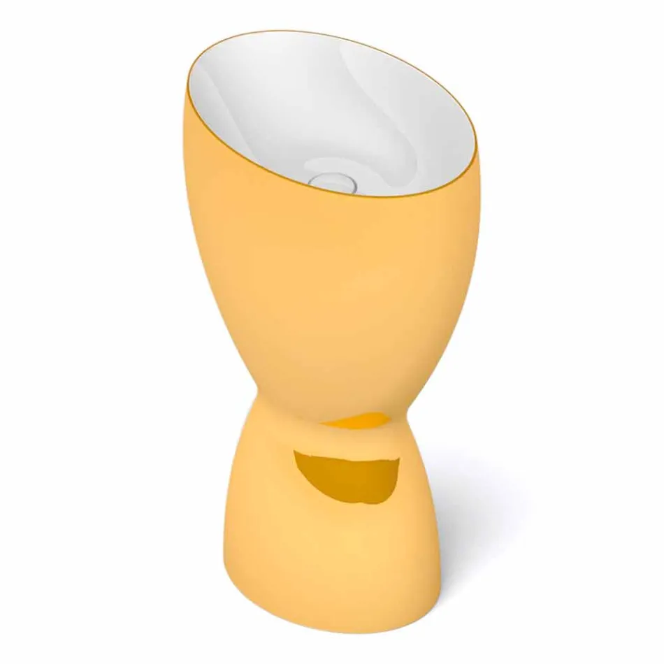 Lavabo moderne en céramique sur pied fabriqué en Italie, Basile Viadurini