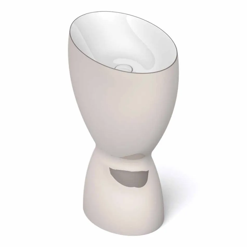 Lavabo moderne en céramique sur pied fabriqué en Italie, Basile Viadurini