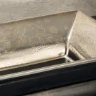 Lavabo en terre cuite moulée à la main avec des décorations colorées fabriquées en Italie - Aulente Viadurini