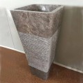 Lavabo gris à colonne de design, pierre naturelle Taffy pièce unique