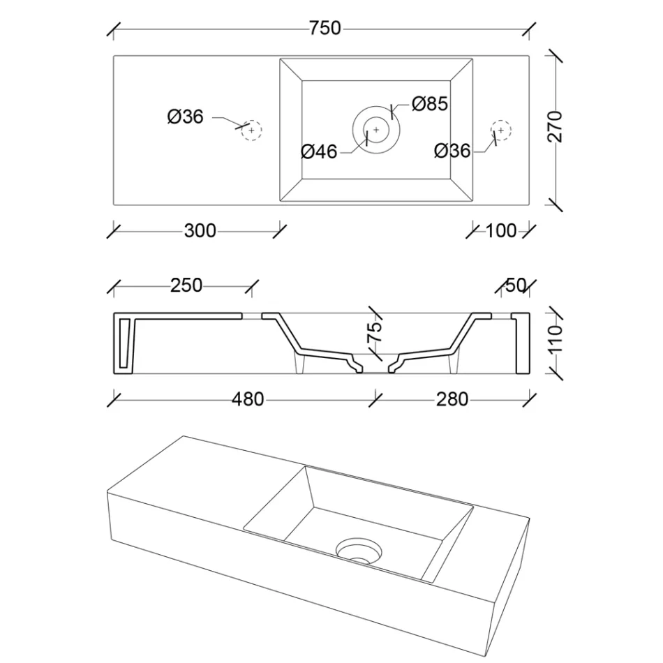 Design moderne Made in Italy Lavabo en céramique blanche ou colorée - Act Viadurini