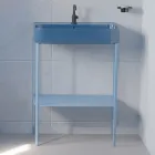 Lavabo en céramique avec structure sur pied avec étagère Made in Italy - Graffa Viadurini