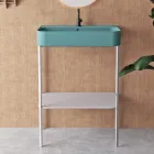 Lavabo en céramique avec structure sur pied avec étagère Made in Italy - Graffa Viadurini