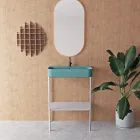Lavabo en céramique avec structure sur pied avec étagère Made in Italy - Graffa Viadurini