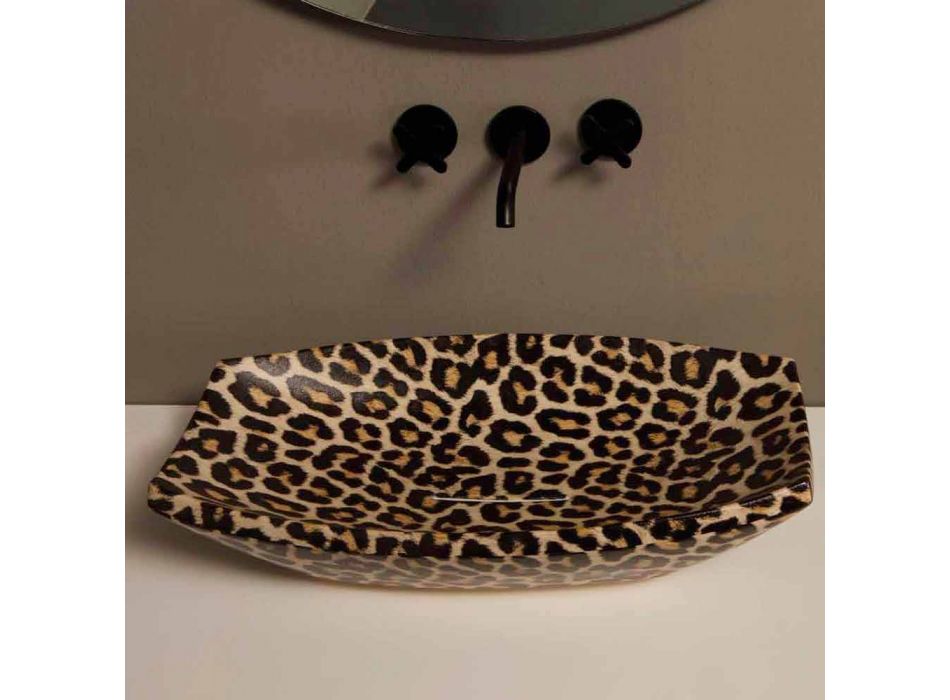 Vasque à poser Cheetah en céramique fabriquée en Italie par Laura Viadurini