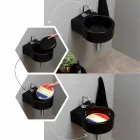 Lavabo sur pied en céramique noire / suspension fabriqué en Italie Tor Viadurini