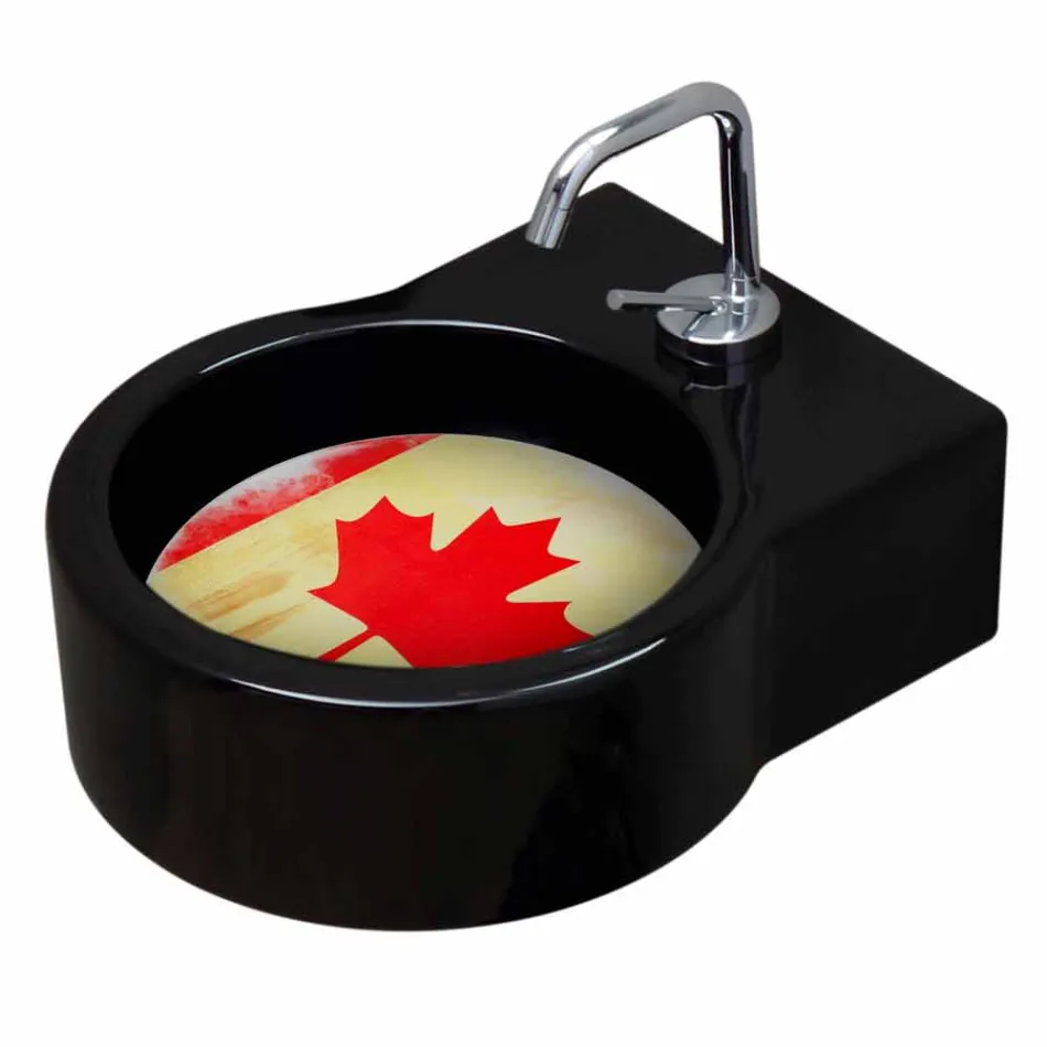 Lavabo sur pied en céramique noire / suspension fabriqué en Italie Tor Viadurini