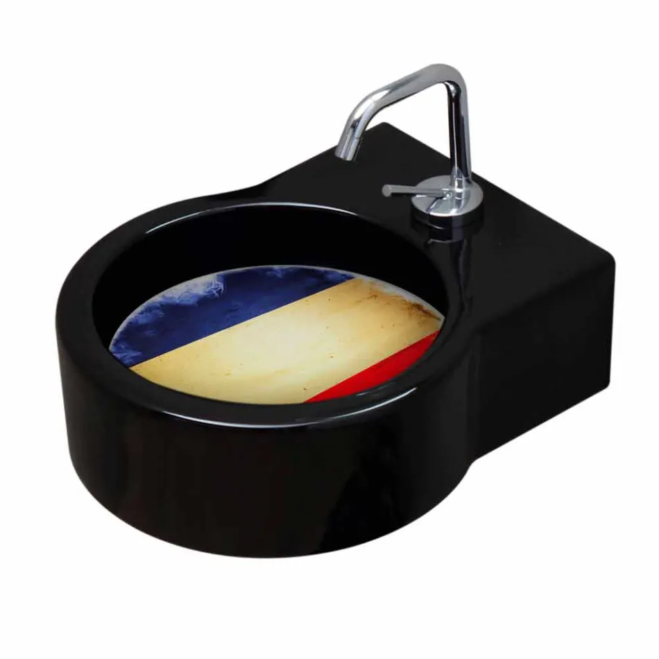 Lavabo sur pied en céramique noire / suspension fabriqué en Italie Tor Viadurini