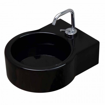 Lavabo sur pied en céramique noire / suspension fabriqué en Italie Tor Viadurini