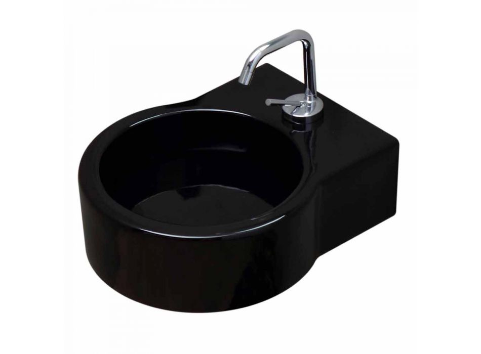 Lavabo sur pied en céramique noire / suspension fabriqué en Italie Tor Viadurini