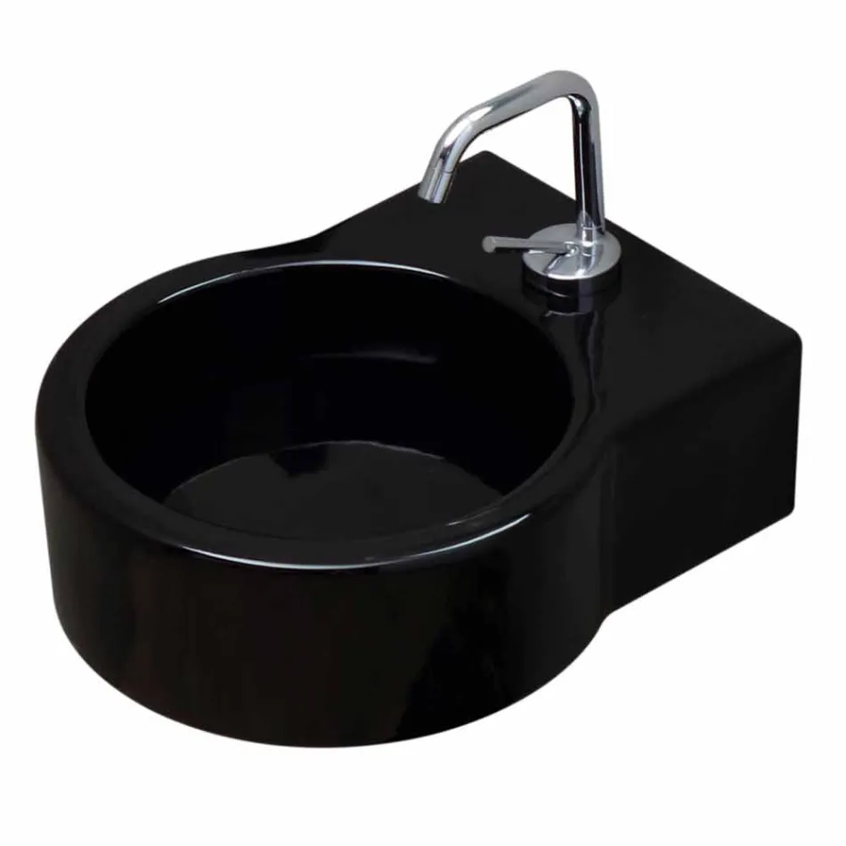 Lavabo sur pied en céramique noire / suspension fabriqué en Italie Tor Viadurini