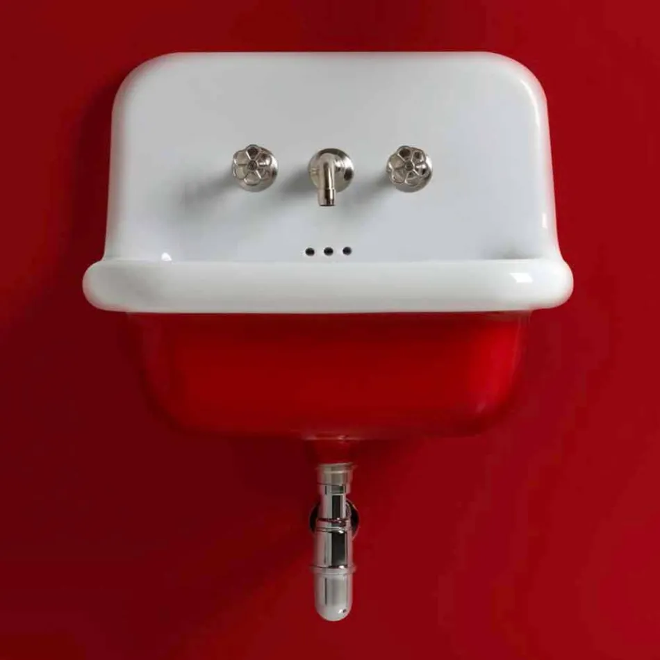 Lavabo rectangulaire en céramique avec fond coloré Jordan Viadurini