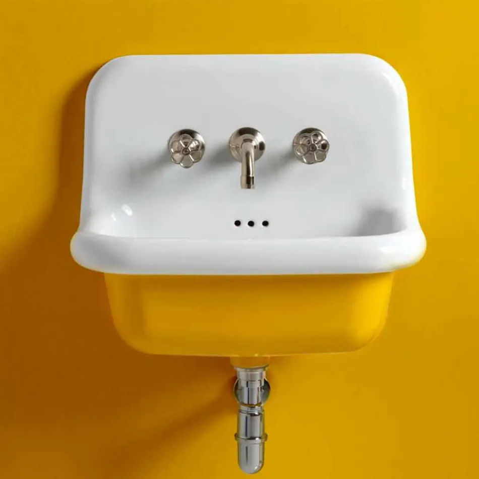 Lavabo rectangulaire en céramique avec fond coloré Jordan Viadurini