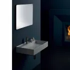 Lavabo en céramique suspendu de conception moderne Soleil 80x45 cm, fabriqué en Italie Viadurini