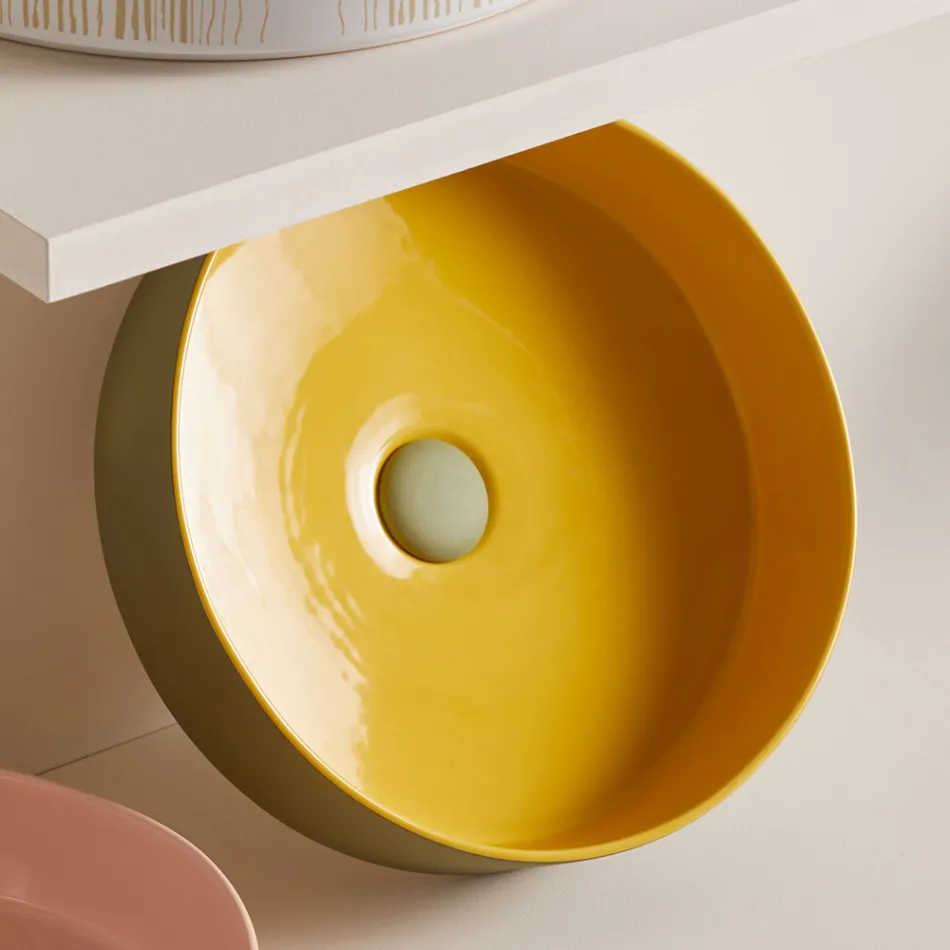 Lavabo en grès cérame de différentes finitions Made in Italy - Enveloppe Viadurini